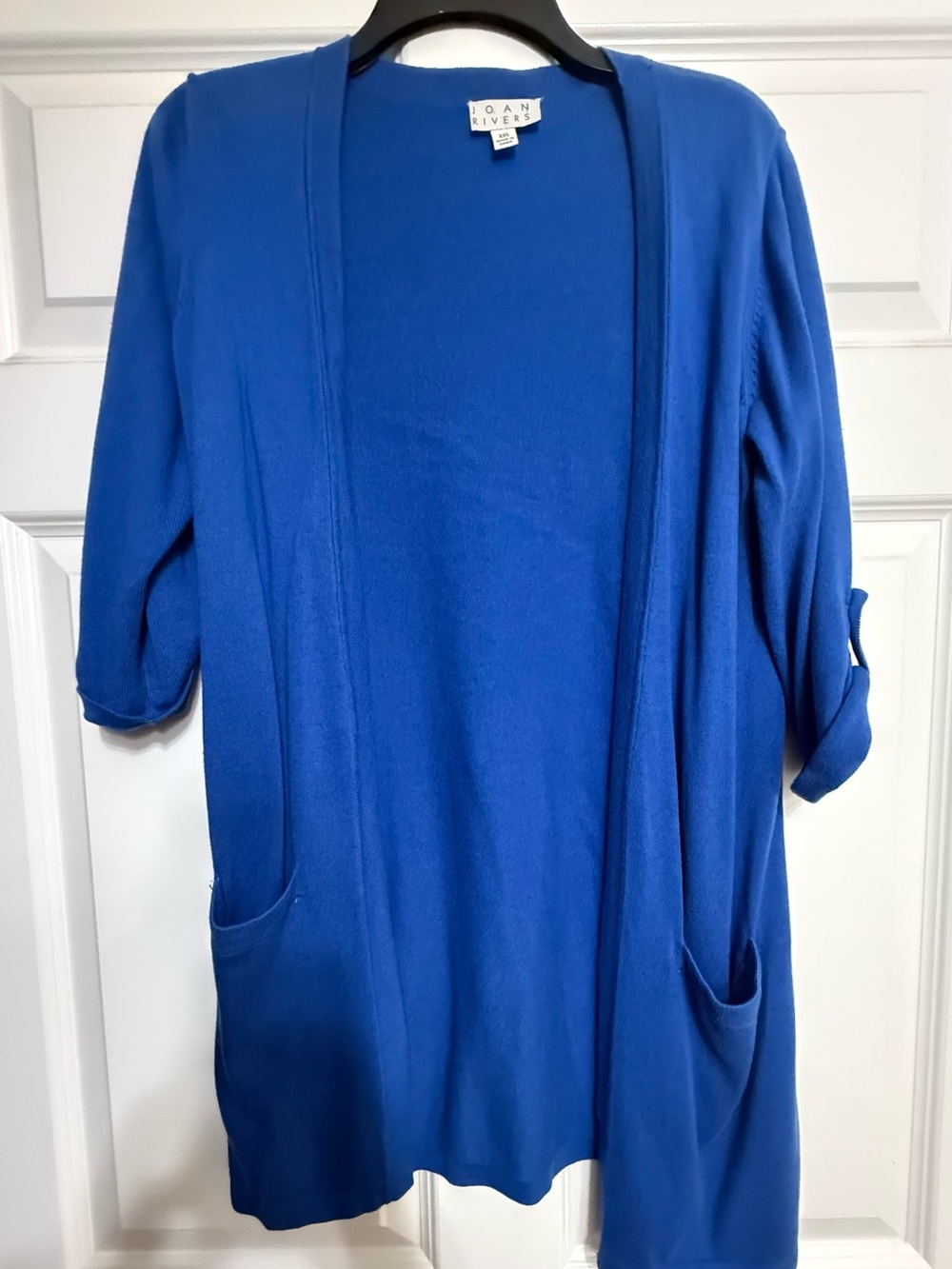 Joan Rivers Cobalt Blue Open Front Cardigan with Pockets
